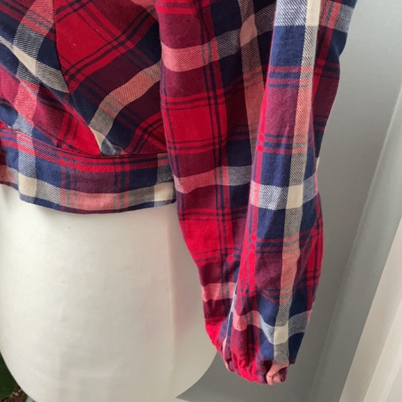 Angie Red Plaid Flannel Blouse NWOT - Picture 4 of 8